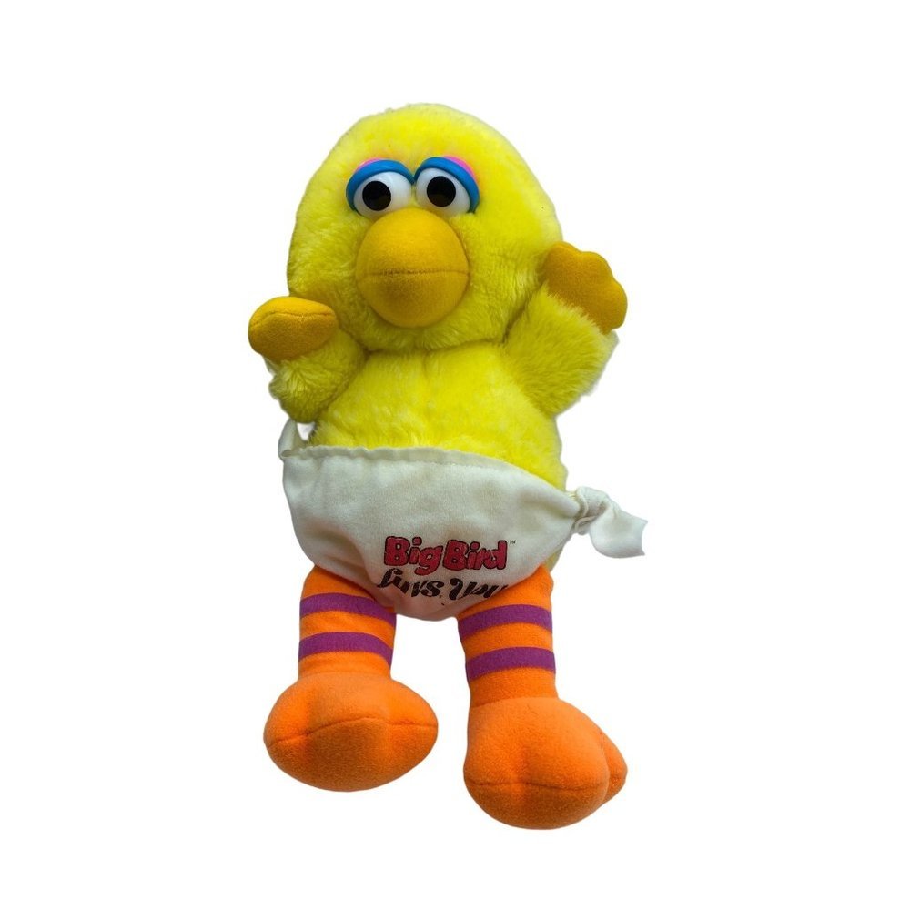 Vintage Big Bird‎ Plush Stuffed Animal Sesame Street Hasbro Softies Baby Diaper